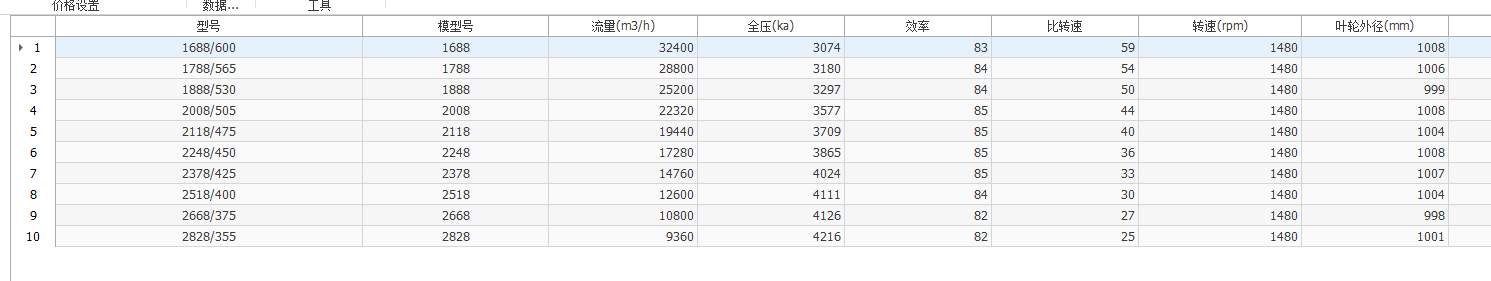 批量导入风机型号